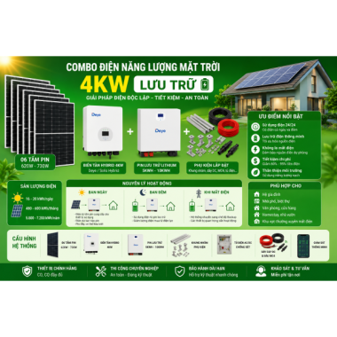 COMBO ĐIỆN NĂNG LƯỢNG MẶT TRỜI 4KW LƯU TRỮ